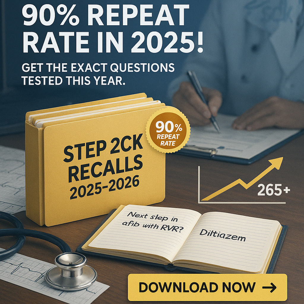 "Step 2CK Premium Recalls/Past Papers Package 2025-2026: Guaranteed Repeats & Automatic Updates Included"