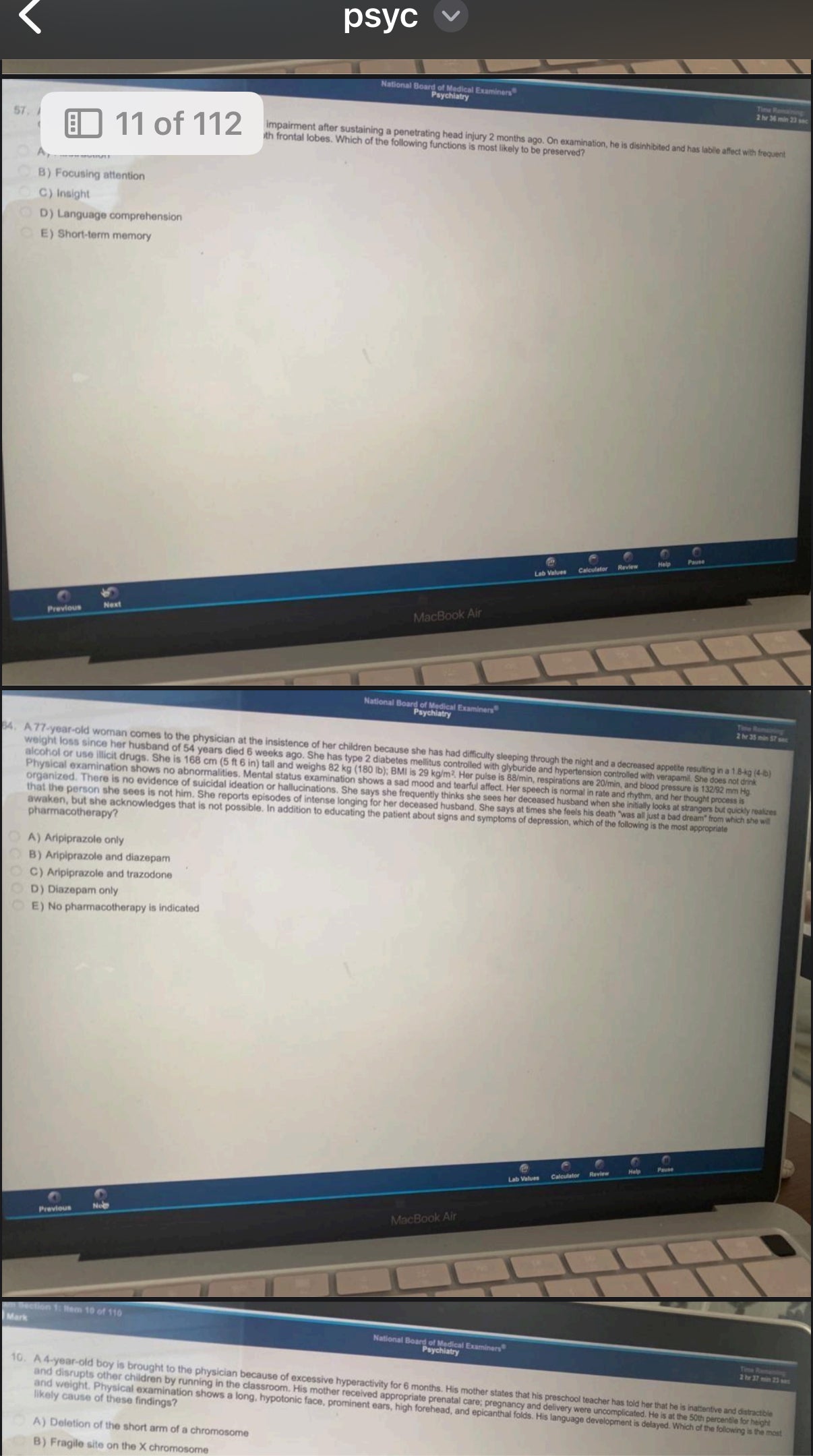 Comprehensive Review of Psych Shelf Exam Recalls/Real Exam File 2024-2025