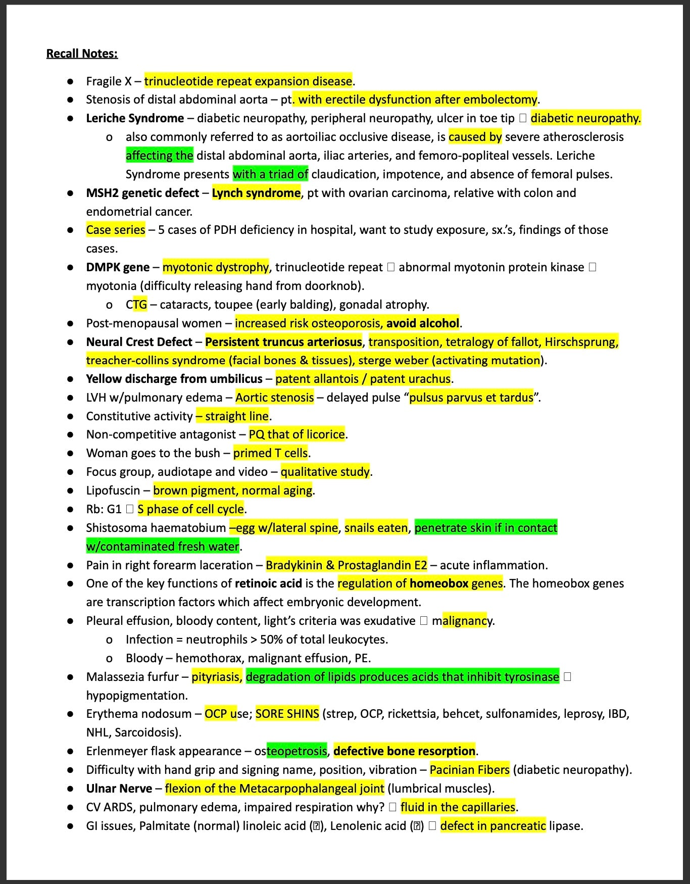 USMLE Step 1 GEMS Notes - Latest Recalls Embedded