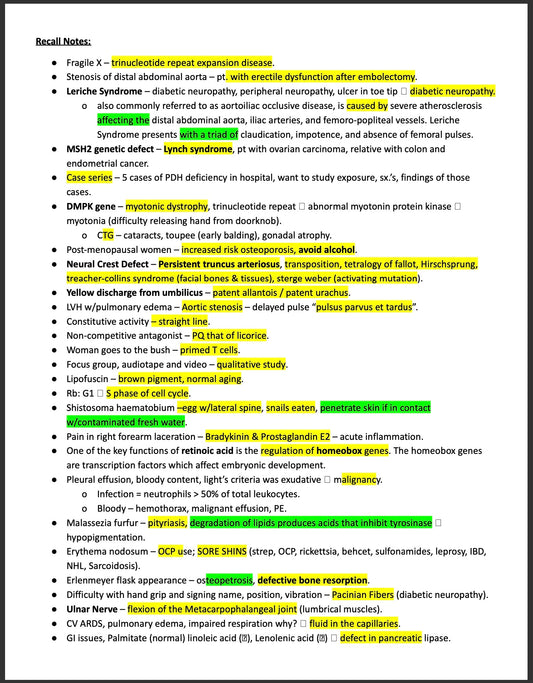 USMLE Step 1 GEMS Notes - Latest Recalls Embedded